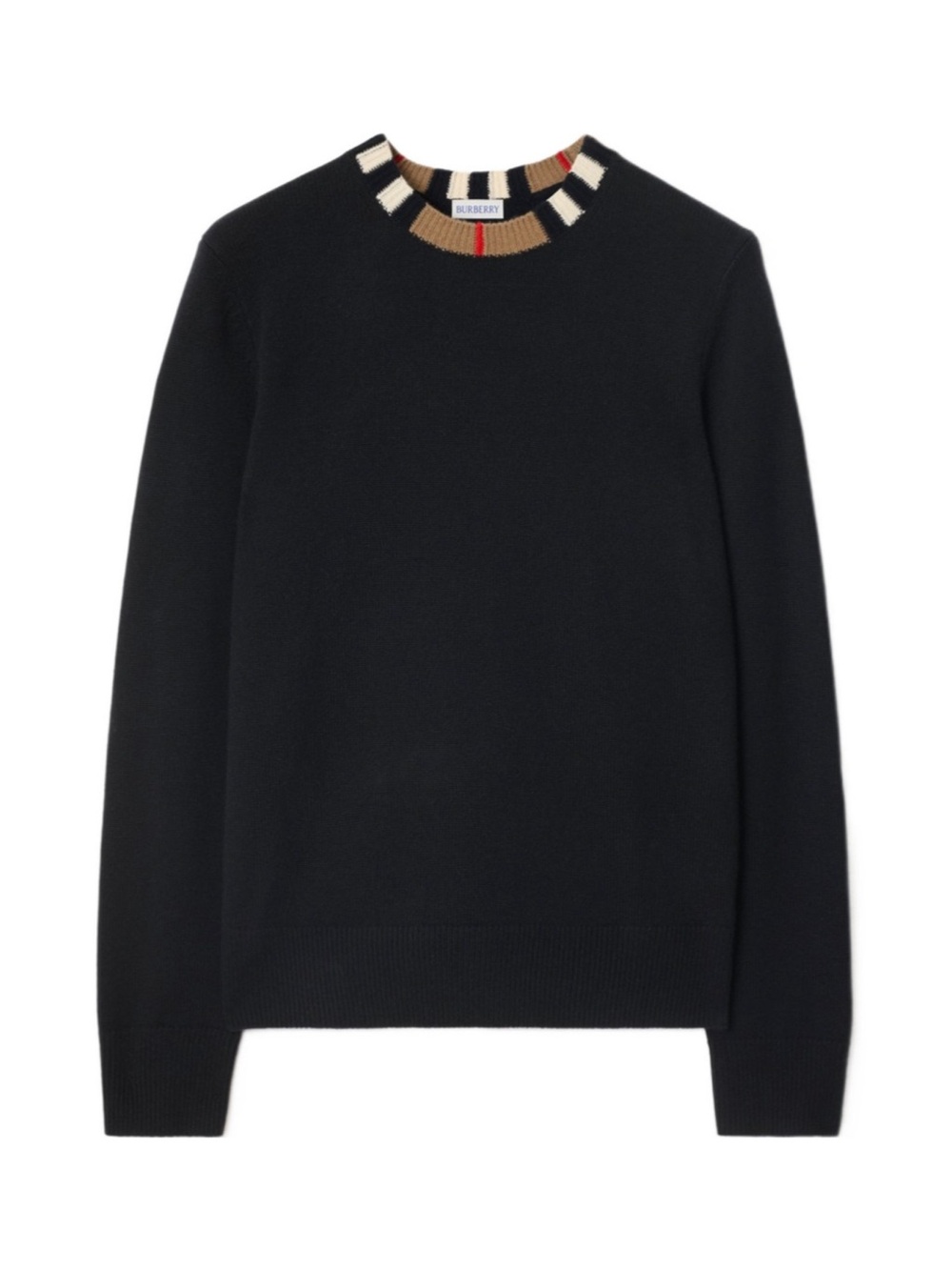 Burberry unisex Icon Stripe Cashmere Sweater Black Size S